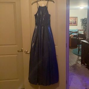 Navy blue shimmer prom dress